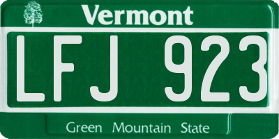 VT license plate LFJ923