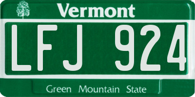 VT license plate LFJ924