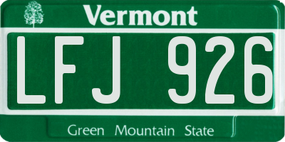 VT license plate LFJ926