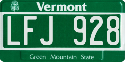 VT license plate LFJ928