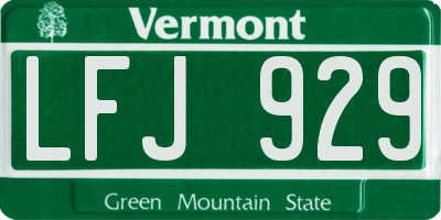 VT license plate LFJ929