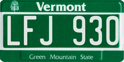 VT license plate LFJ930