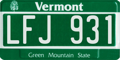 VT license plate LFJ931