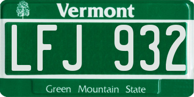 VT license plate LFJ932