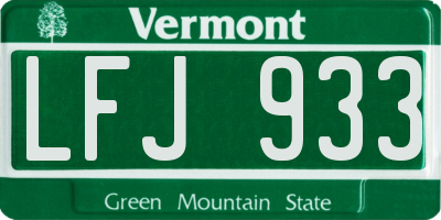 VT license plate LFJ933