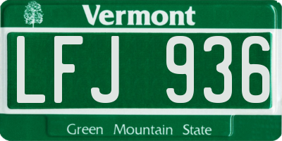 VT license plate LFJ936
