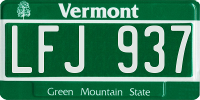 VT license plate LFJ937