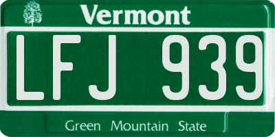 VT license plate LFJ939