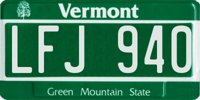 VT license plate LFJ940