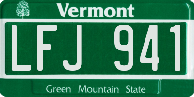 VT license plate LFJ941