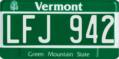 VT license plate LFJ942