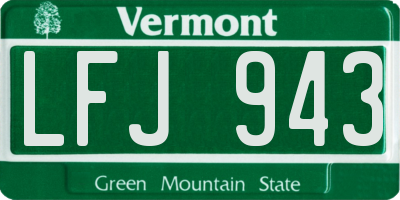 VT license plate LFJ943