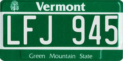 VT license plate LFJ945