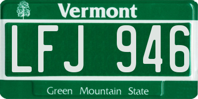 VT license plate LFJ946
