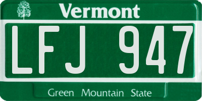 VT license plate LFJ947