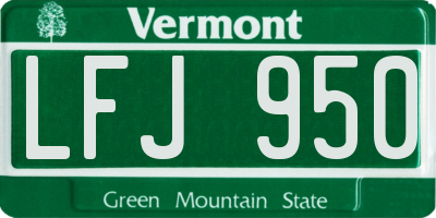 VT license plate LFJ950
