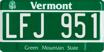 VT license plate LFJ951