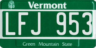 VT license plate LFJ953