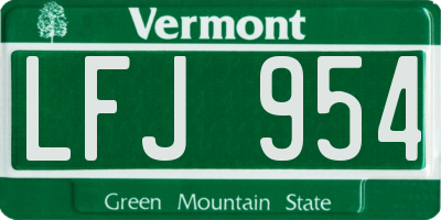VT license plate LFJ954