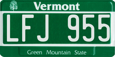 VT license plate LFJ955