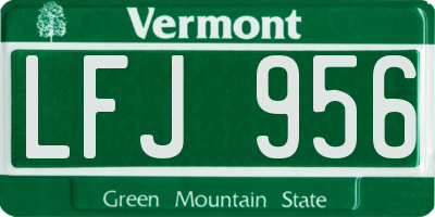 VT license plate LFJ956