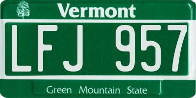 VT license plate LFJ957