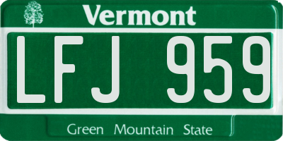 VT license plate LFJ959