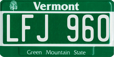 VT license plate LFJ960