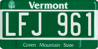 VT license plate LFJ961