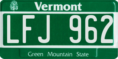 VT license plate LFJ962