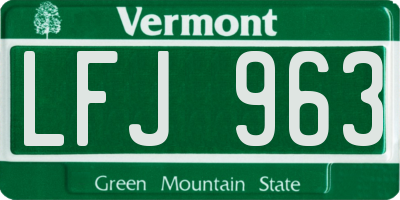 VT license plate LFJ963