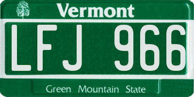 VT license plate LFJ966