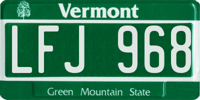 VT license plate LFJ968