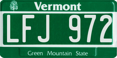 VT license plate LFJ972