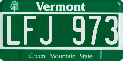 VT license plate LFJ973