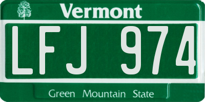 VT license plate LFJ974