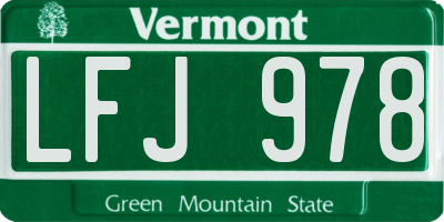 VT license plate LFJ978