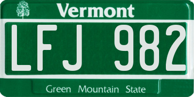 VT license plate LFJ982