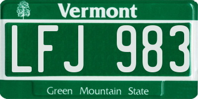 VT license plate LFJ983