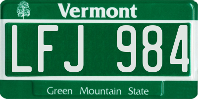VT license plate LFJ984