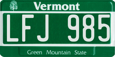 VT license plate LFJ985