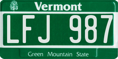 VT license plate LFJ987