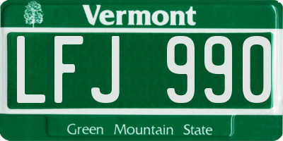 VT license plate LFJ990