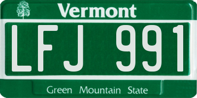VT license plate LFJ991