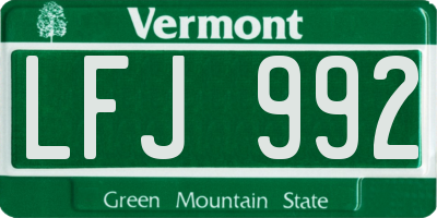 VT license plate LFJ992