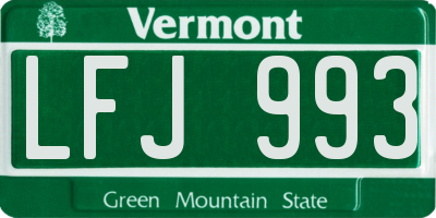 VT license plate LFJ993