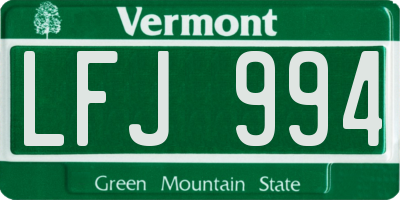 VT license plate LFJ994