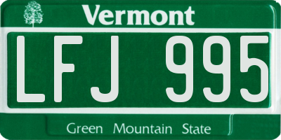 VT license plate LFJ995