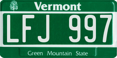 VT license plate LFJ997