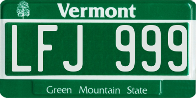 VT license plate LFJ999